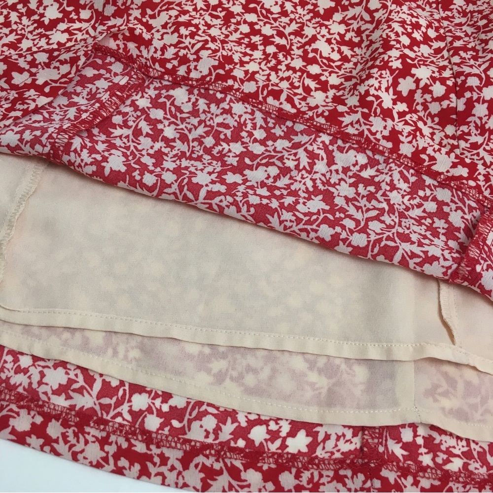 Leith Puff Sleeve Long Sleeve Floral Mini Dress Red M - Picture 13 of 16